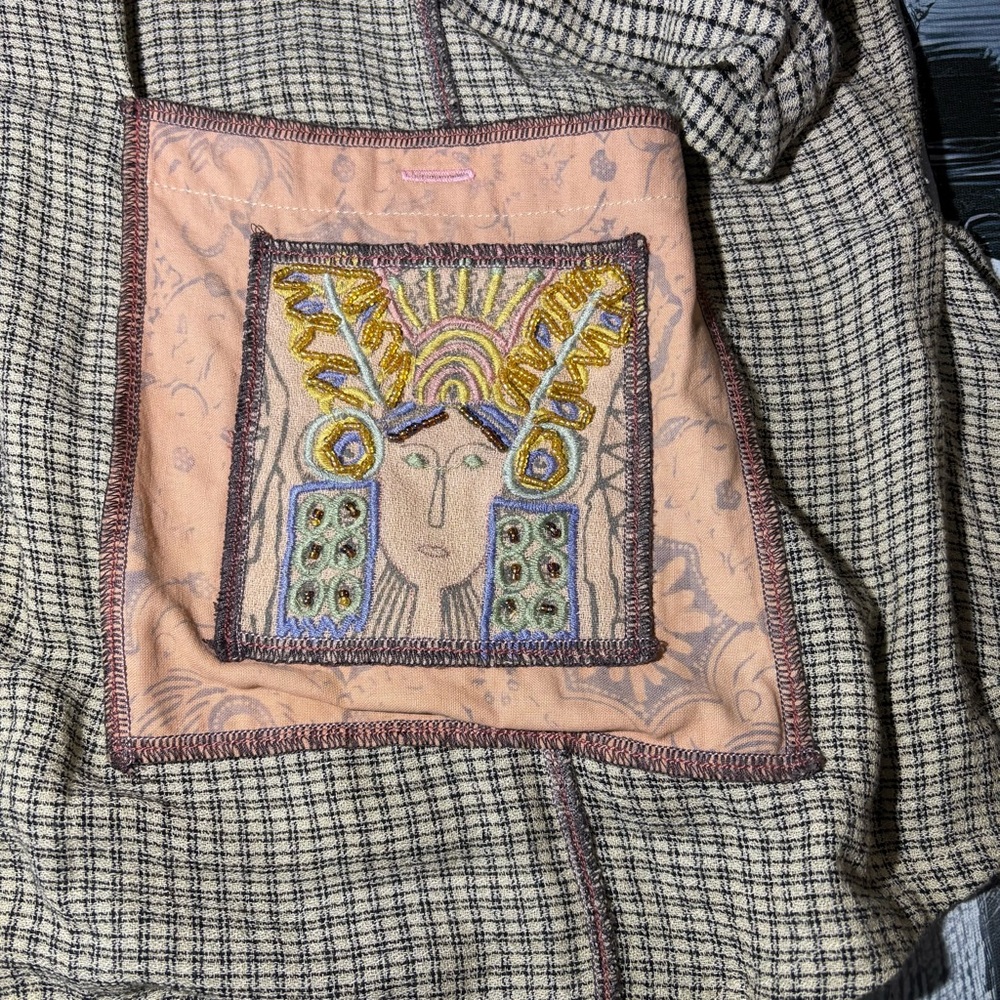 Vintage Boho Patchwork Embroidered Button Shirt T… - image 2